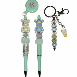 Mint Glam Bear Beaded Pen Bag Charm Set Of 3